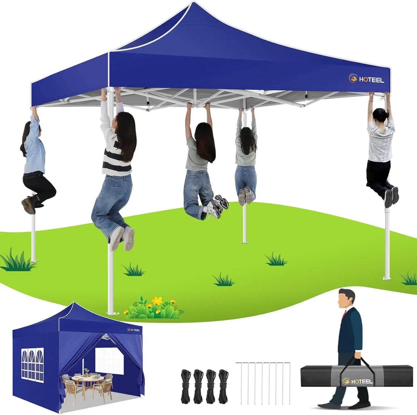 Pop Up Canopy Tents Heavy Duty Commercial Party Tents Easy Up with Roller Bag & Sand Bags