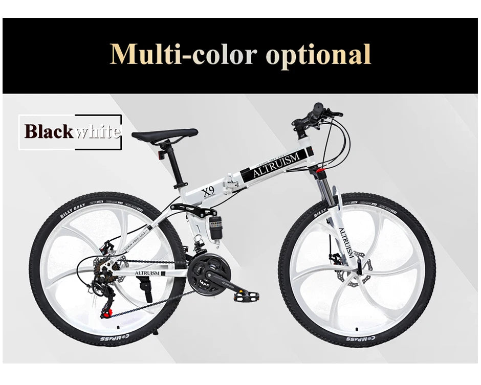 26 Inch Mountain Bike 21 Speed Dual Suspension Adult Bicycle with Adjustable Disc Brake