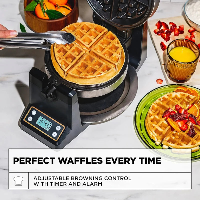 Rotating Belgian Waffle Maker with Deep Nonstick PFOA Free Plates, Digital Keto Iron with LCD