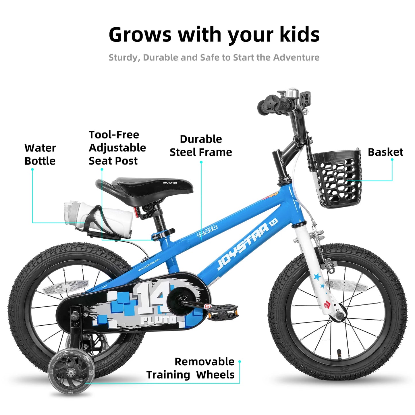 JOYSTAR 12 14 16 18 20 Inch Kids Bike with Light Up Training Wheels, Kids' Bicycle Age 3-12 Years
