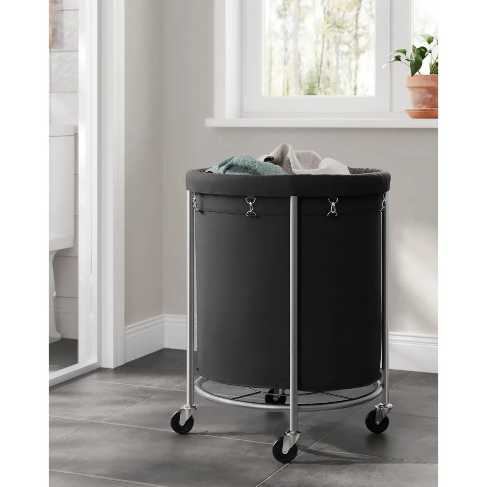 SONGMICS Laundry Basket with Wheels, Rolling Laundry Hamper, 29 Gal w/ Steel Frame and Removable Bag