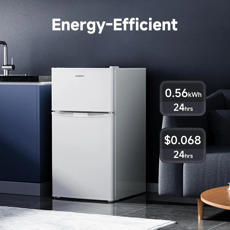 Compact 2Door Mini Fridge with Freezer for Bedroom Office Dorm Garage or RV Use 3.2 CU.FT