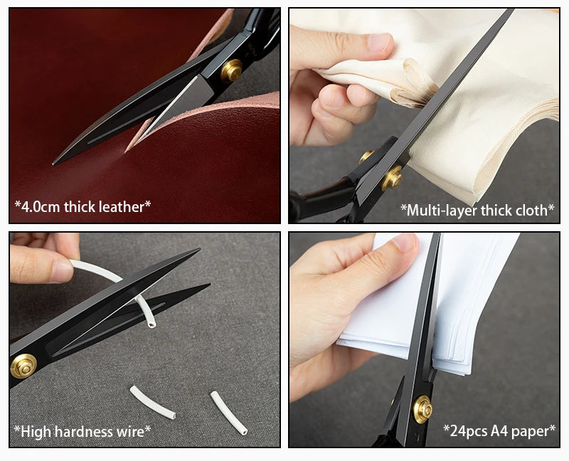WUTA Professional Scissors Extreme Sharpness Cutting Leather Fabric Heavy Duty Metal Scissors