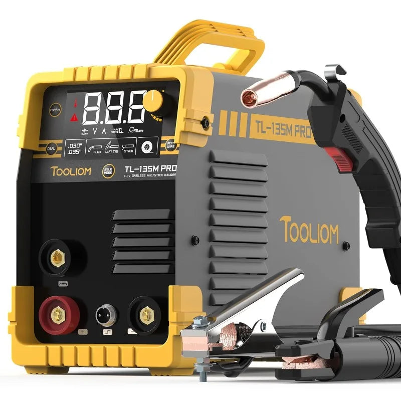 TOOLIOM 135A Gasless Flux Core MIG Welder/TIG/Stick 3 in 1 Welding Machine IGBT DC Inverter 110 Volt