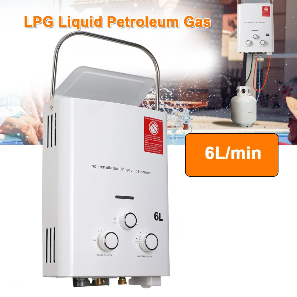 6L Propane Gas LPG Tankless Water Heater 12KW Stainless Steel Instant Hot Water Heater/Shower Head