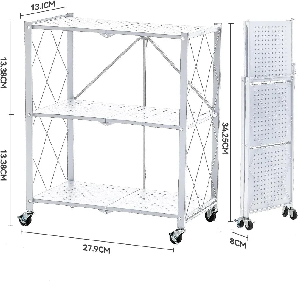 BRIAN & DANY Metal Storage Shelves - 4 Tier Shelving Unit, Folding Display Shelf Racks No Assembly