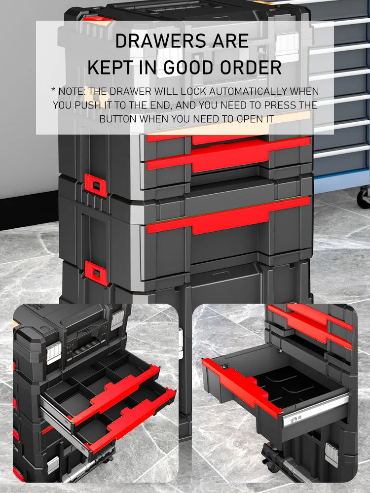 Delixi Electrical Appliances. For sale separately. Stackable roller tool box, plastic portable