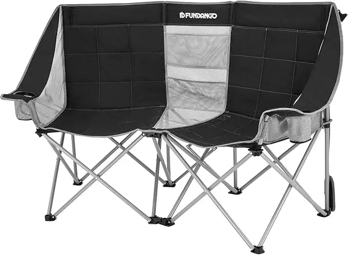 Oversized Double Camping Chair, 660lbs Heavy Duty 2 Person Folding Padded Loveseat