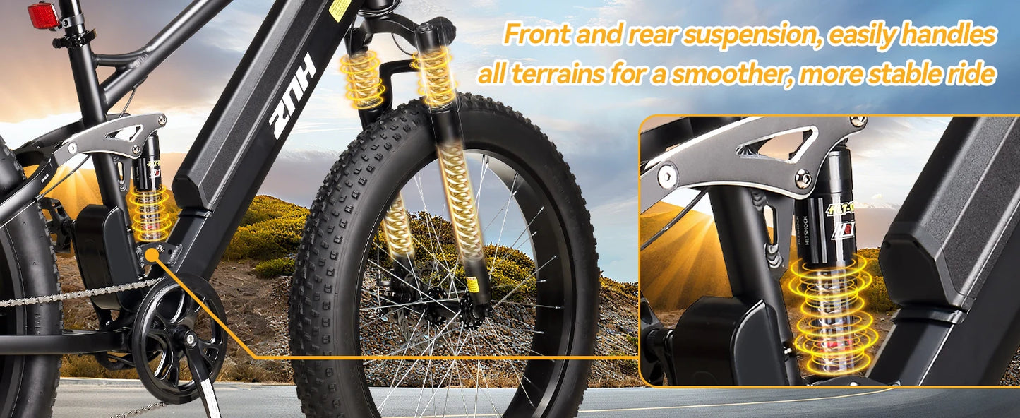 1000W Electric Bike/Fat Tire Ebike 26MPH, 48V 13Ah Battery,26"x4" Electric Mountain Bike, 7-Speed