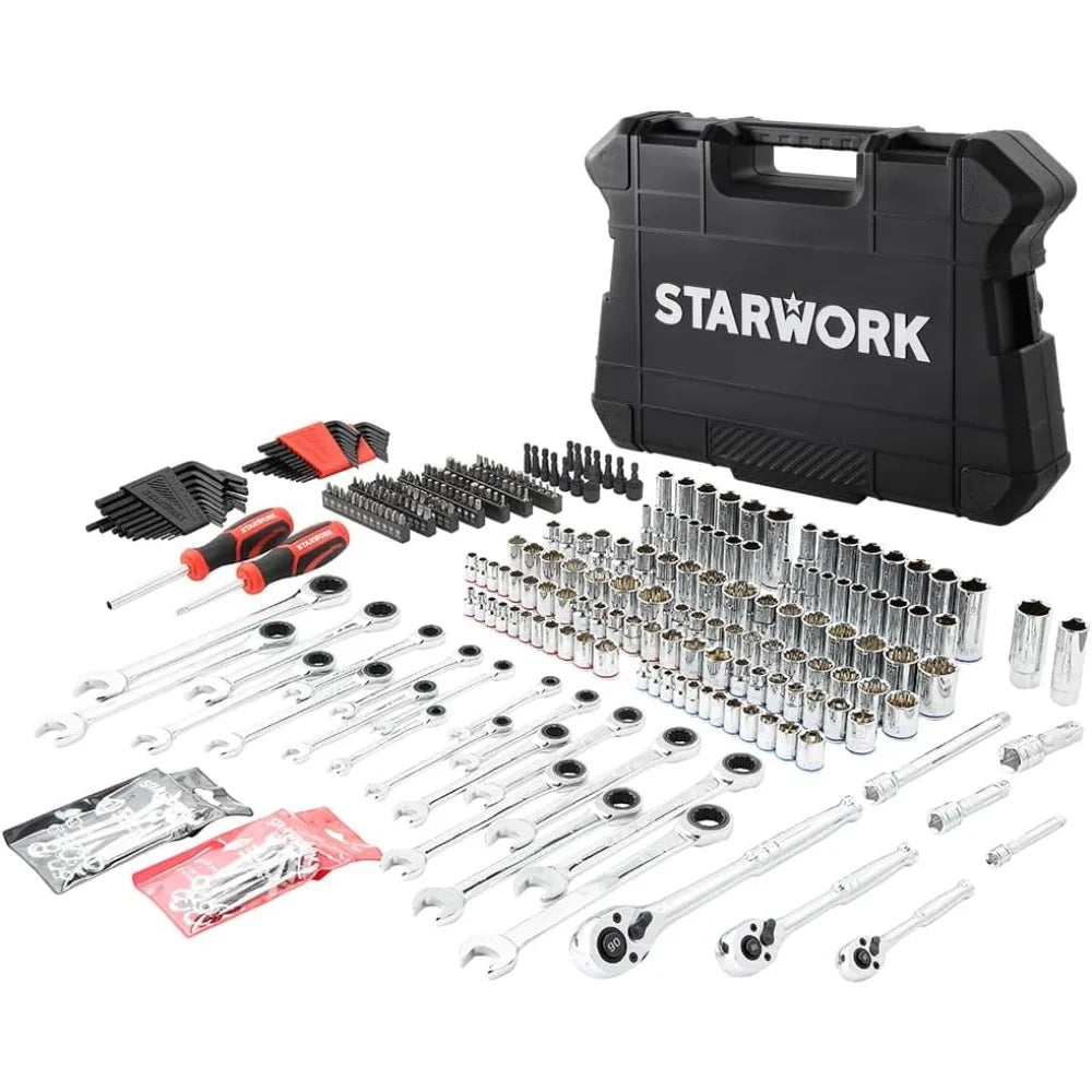 StarWork 303-Piece Mechanics Tool Set and Socket Set, Professional, SAE/Metric