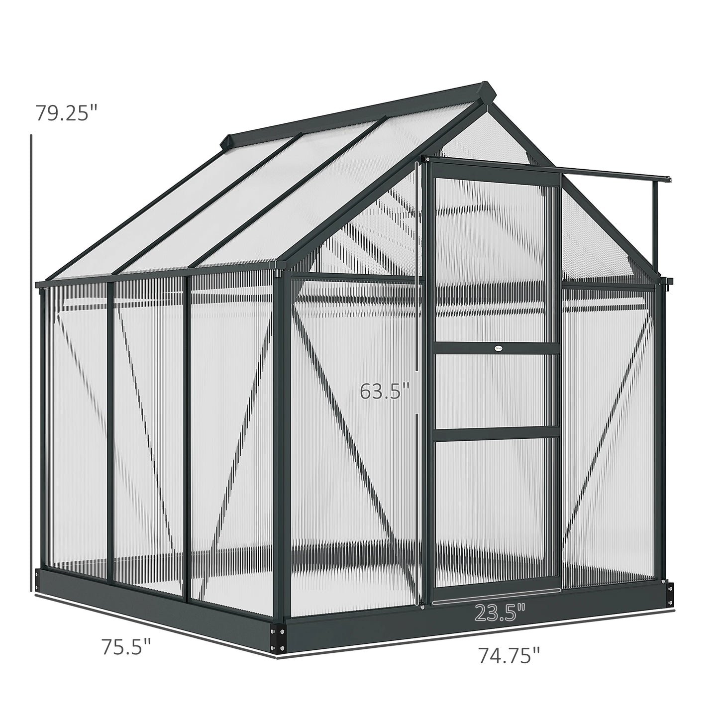 6' X 6' X 7 Greenhouse Aluminum Frame Walk-In Outdoor Plant Garden Polycarbonate
