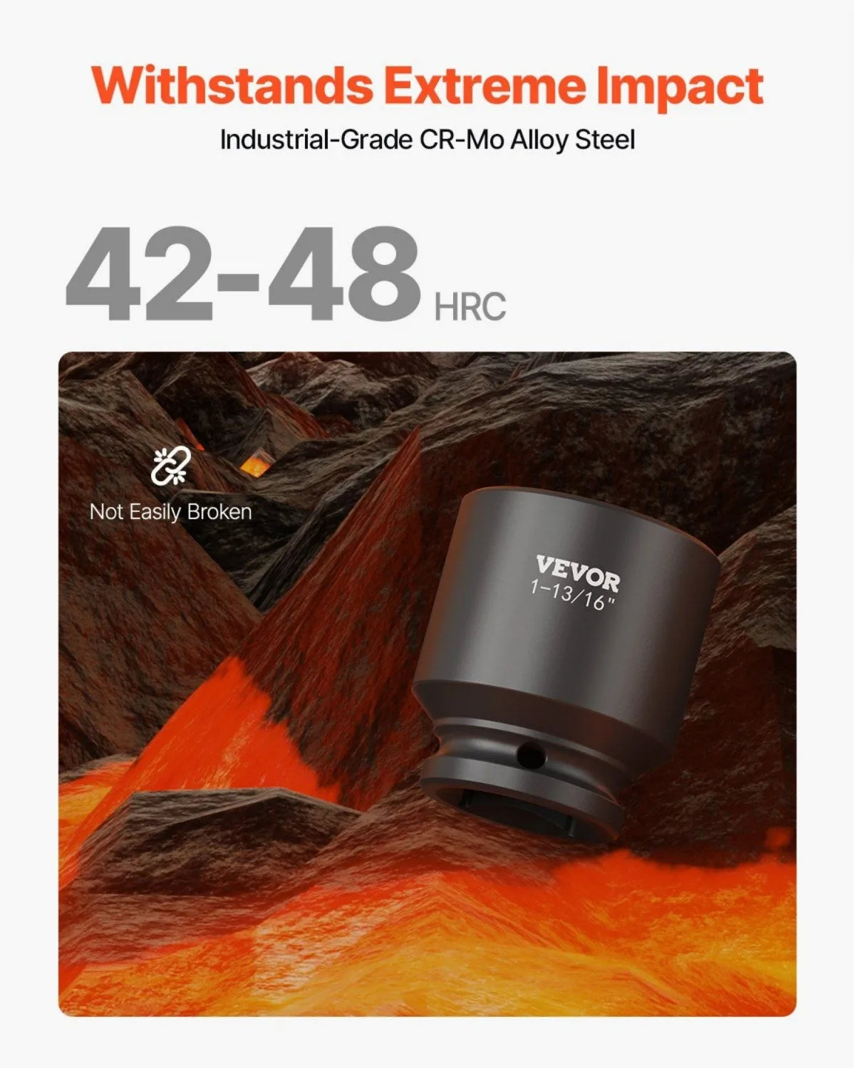 VEVOR Impact Socket Set 3/4" 29 Piece Impact Sockets, 6-Point Sockets, Rugged Construction, CR-M0