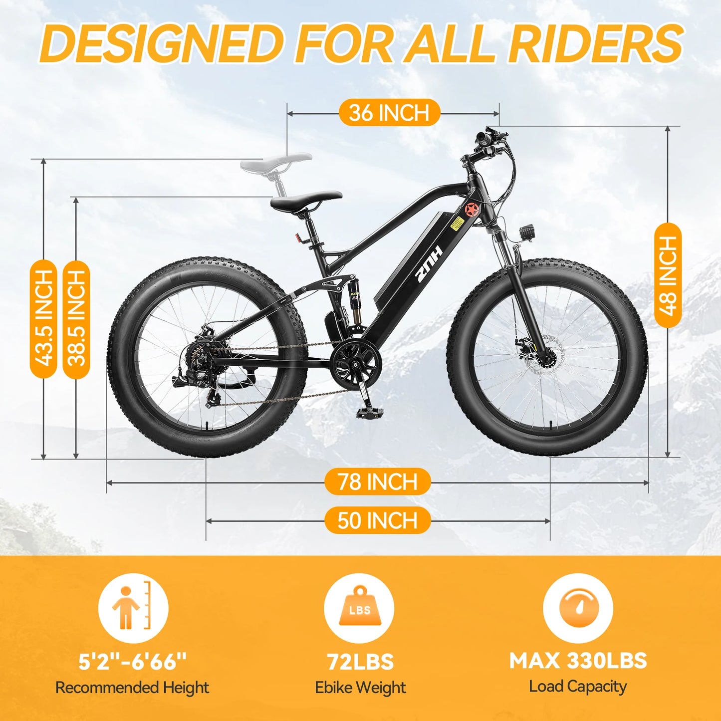 1000W Electric Bike/Fat Tire Ebike 26MPH, 48V 13Ah Battery,26"x4" Electric Mountain Bike, 7-Speed