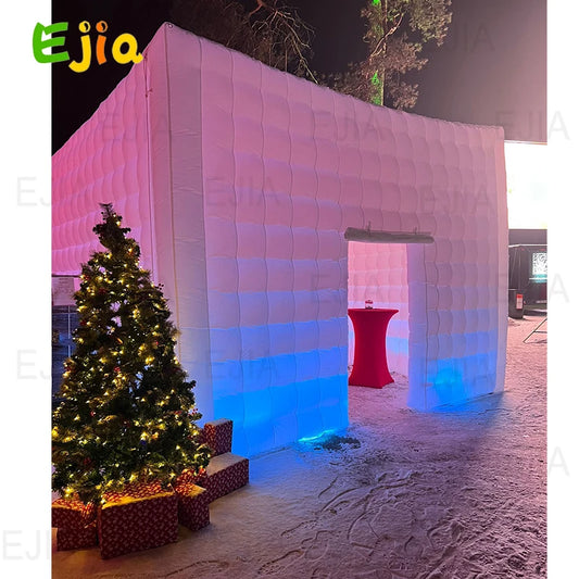 Portable Large LED Inflatable Air Cube Tent House w/Blower Inflatable Lighting Tent/Party Event