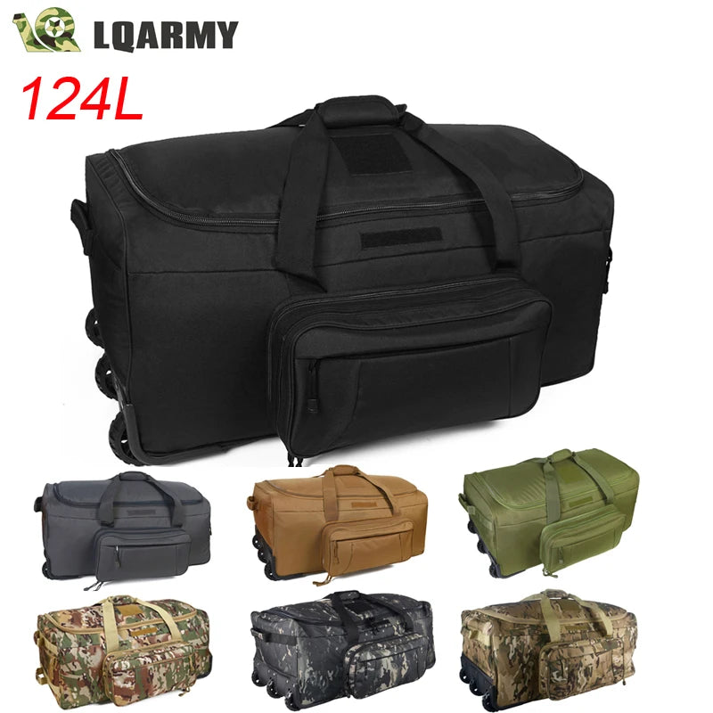 124L Large Capacity Outdoor Camping Travel Bag Large Trolley Case Waterproof Nylon Military Bag