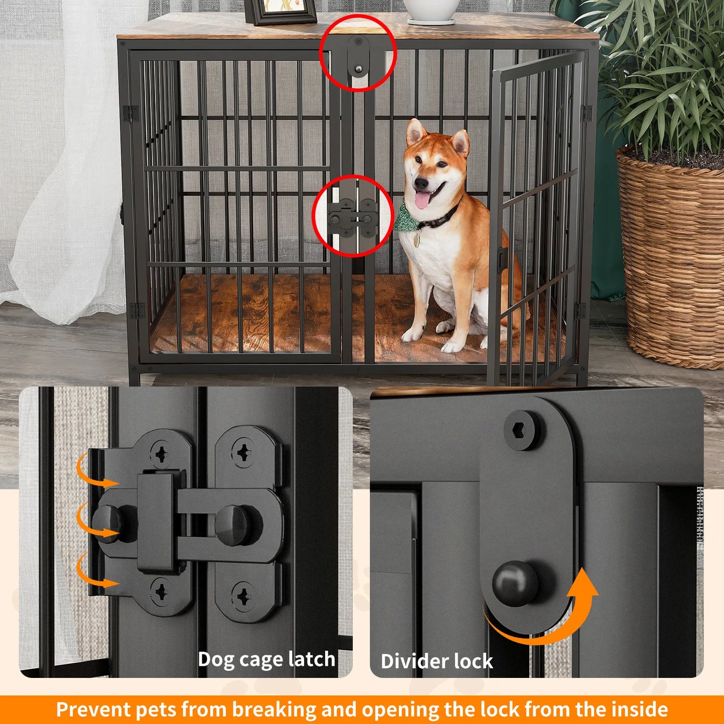 Dog Crate Furniture Heavy Duty , End Side Table, Wooden Dog House for Small Medium Large Dog