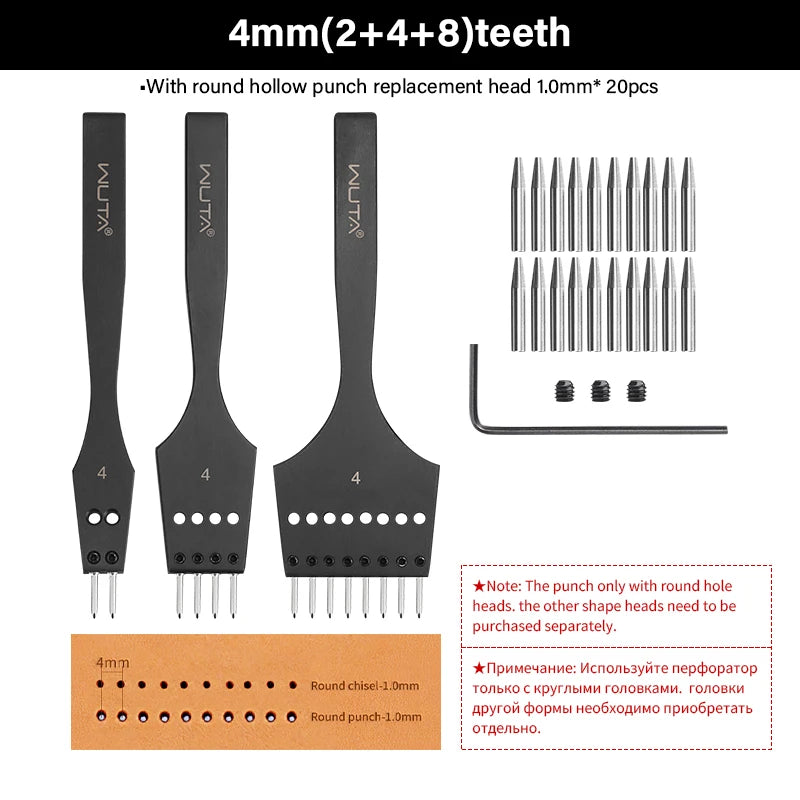 WUTA 3G Leather Punches Head Pricking Iron Removable Diamond Olive Round Hole French Style