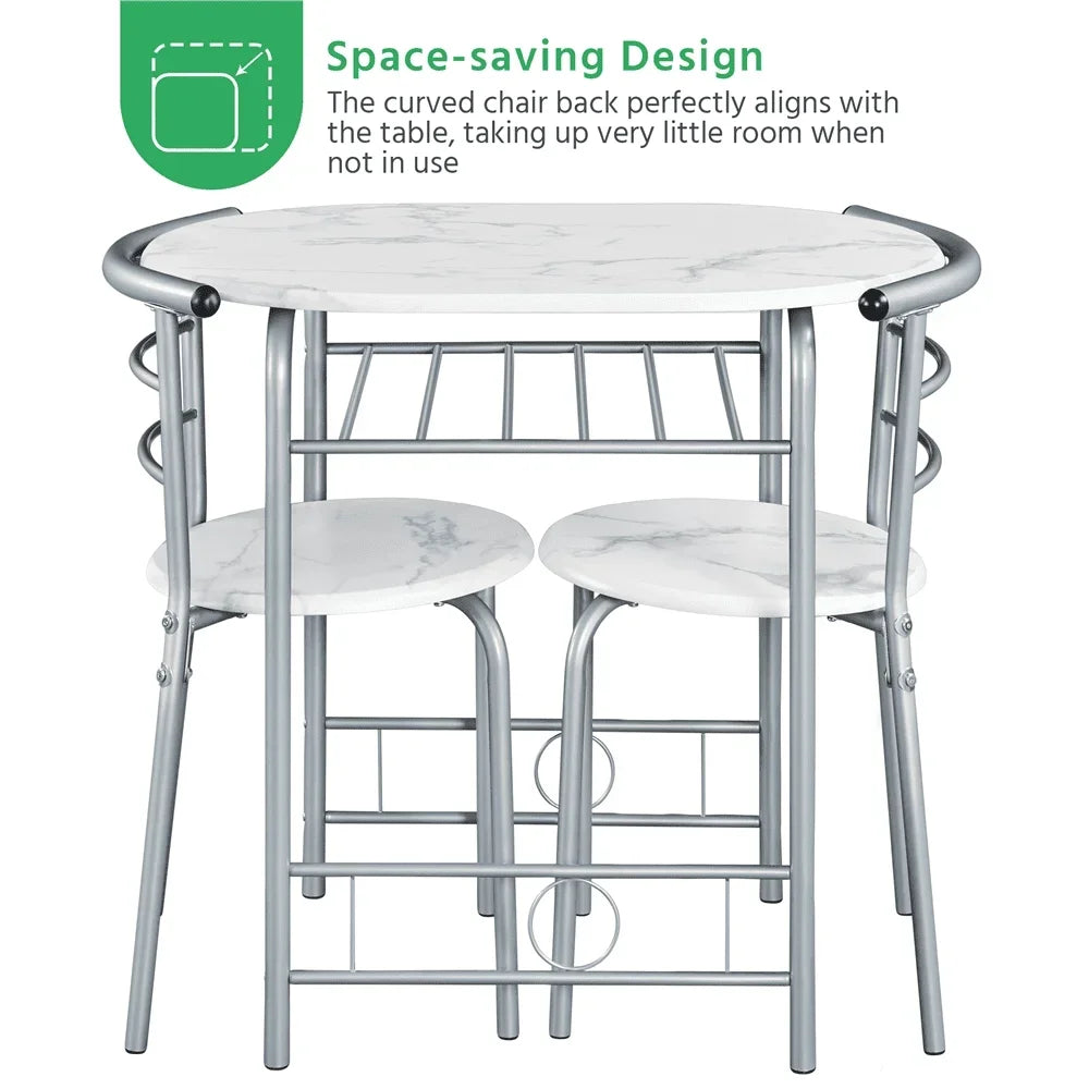 Alden Design Modern Dining Set 3pcs round Table And 2 Chairs Multiple Colors Available