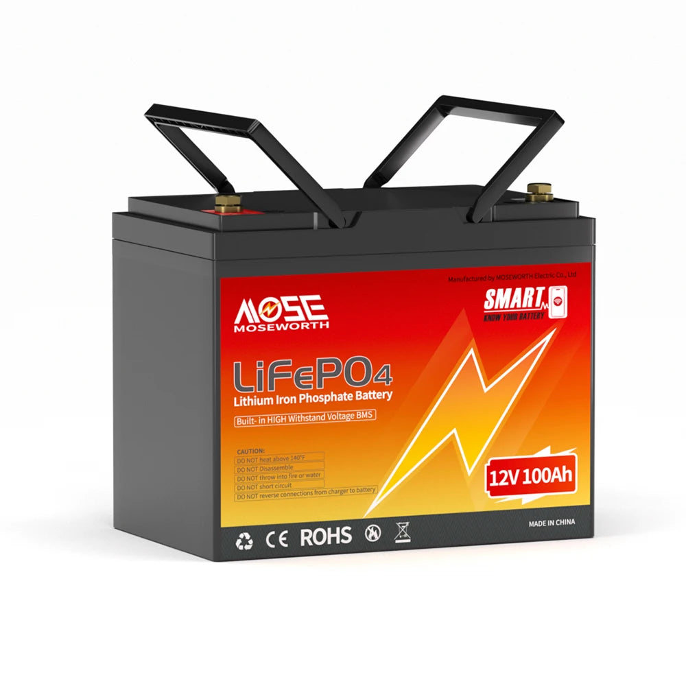 12V 24V LiFePO4 Battery w/Bluetooth 100Ah 140Ah 168Ah Lithium Iron Phosphate Battery Rechargeable