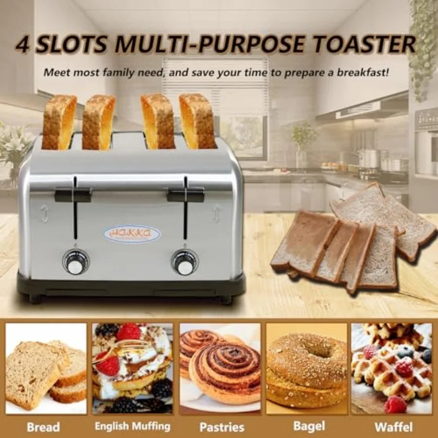 Commercial 4-Slice Toaster for Restaurant and Cafe Use Hamburger Buns Bagels and Bread/Automatic Pop