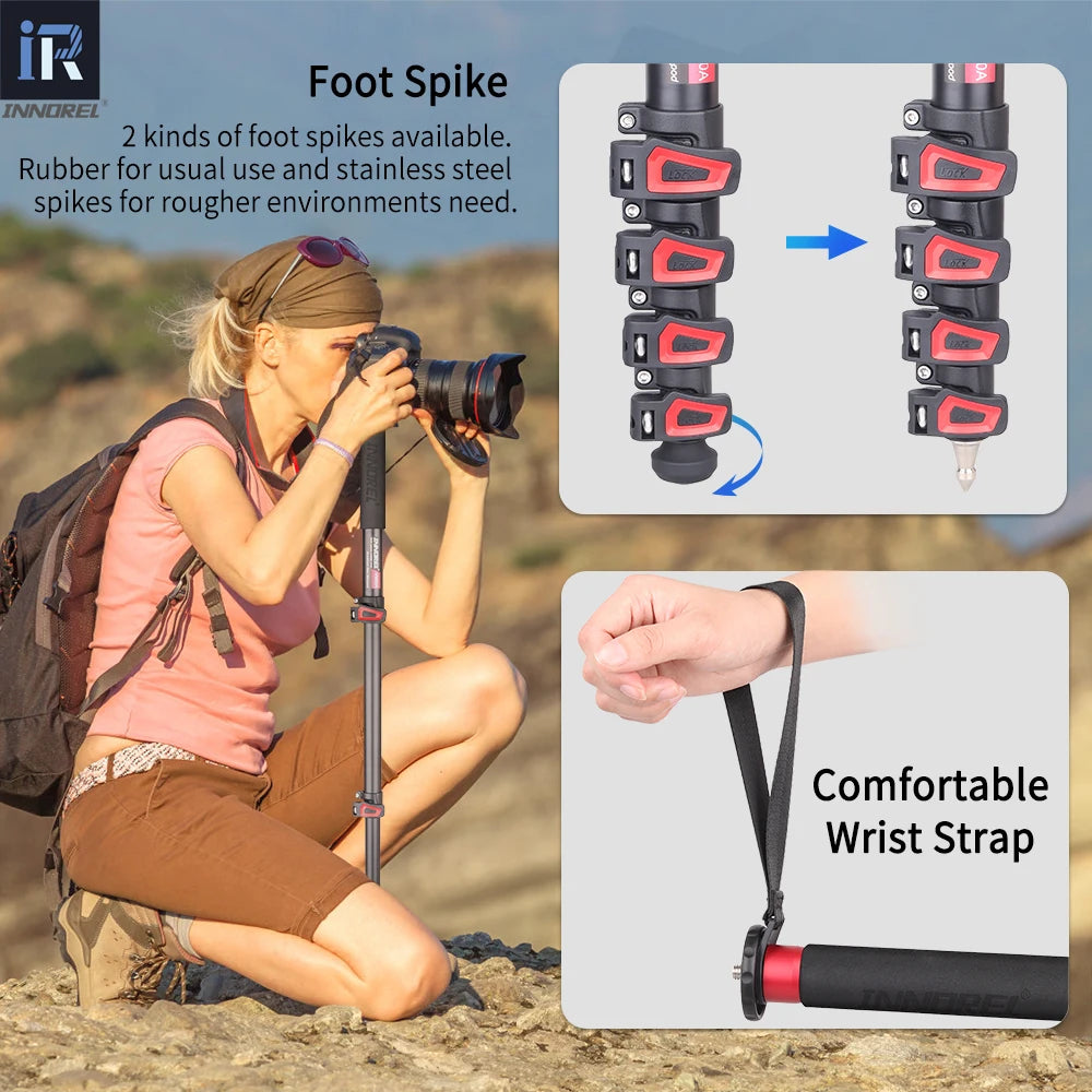 INNOREL VM60A/VM80A Aluminum Alloy Camera Monopod 170cm Video Stand for Canon Nikon GoPro DSLR