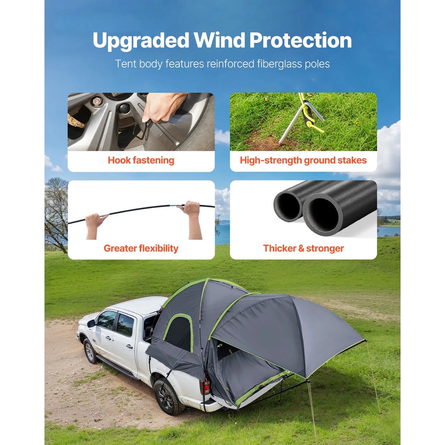 SucceBuy Pickup Truck Tent for Camping Waterproof PU2000 2-3 Person Truck Bed Tent