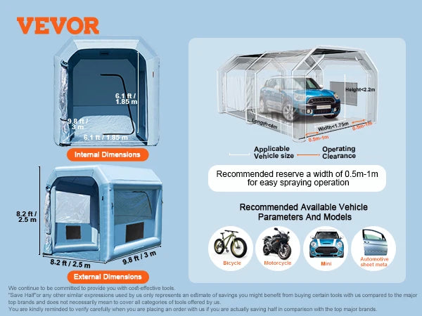 SucceBuy Inflatable Paint Booth Inflatable Spray Booth with Powerful Blowers and Air Filter System