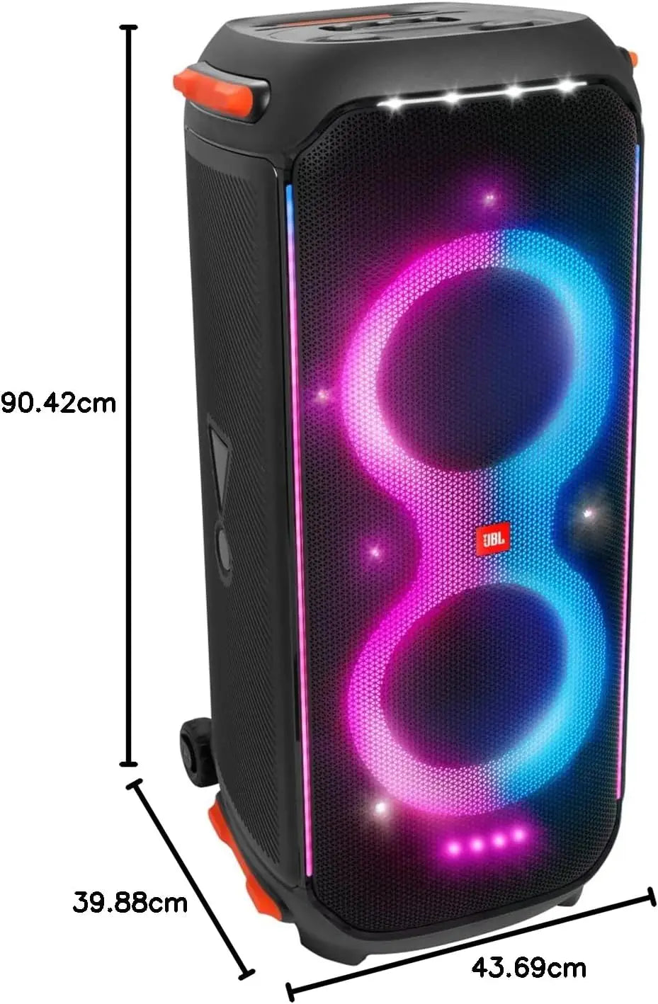 Party Speaker with Powerful Sound, Built-in Lights and Extra Deep Bass, IPX4 Splash Proof, App/Bluetooth Connectivity