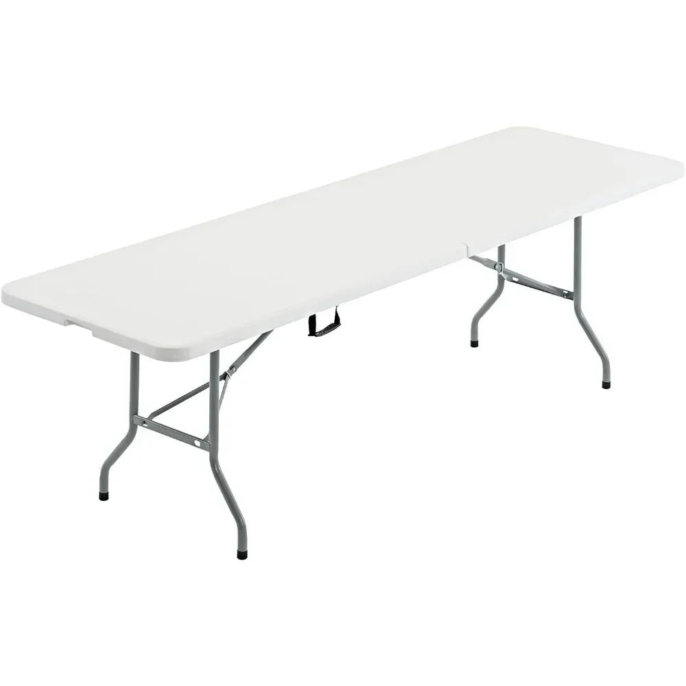 8ft foldable/foldable table with metal stand and durable and portable for meals, picnics