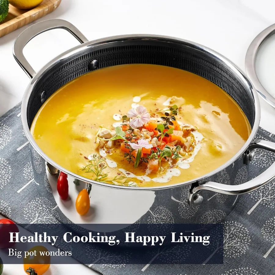 TriPly Stainless Steel Stock Pot 5 Quart Pot with Lid Non Stick Pots Induction Ready with Lids