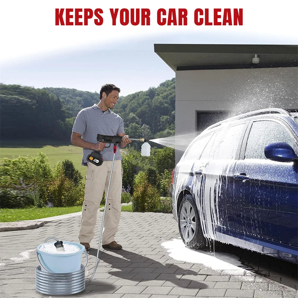 High-voltage Lithium Battery Car Water Gun 30bar Washer Portable Rechargeable 48v 300W motor
