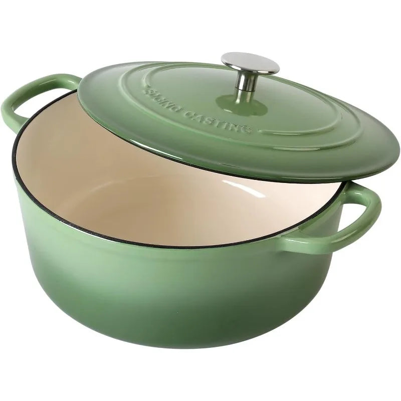 EDGING CASTING Enameled Cast Iron Dutch Oven Pot With Lid, 5.5 or 7 Quart