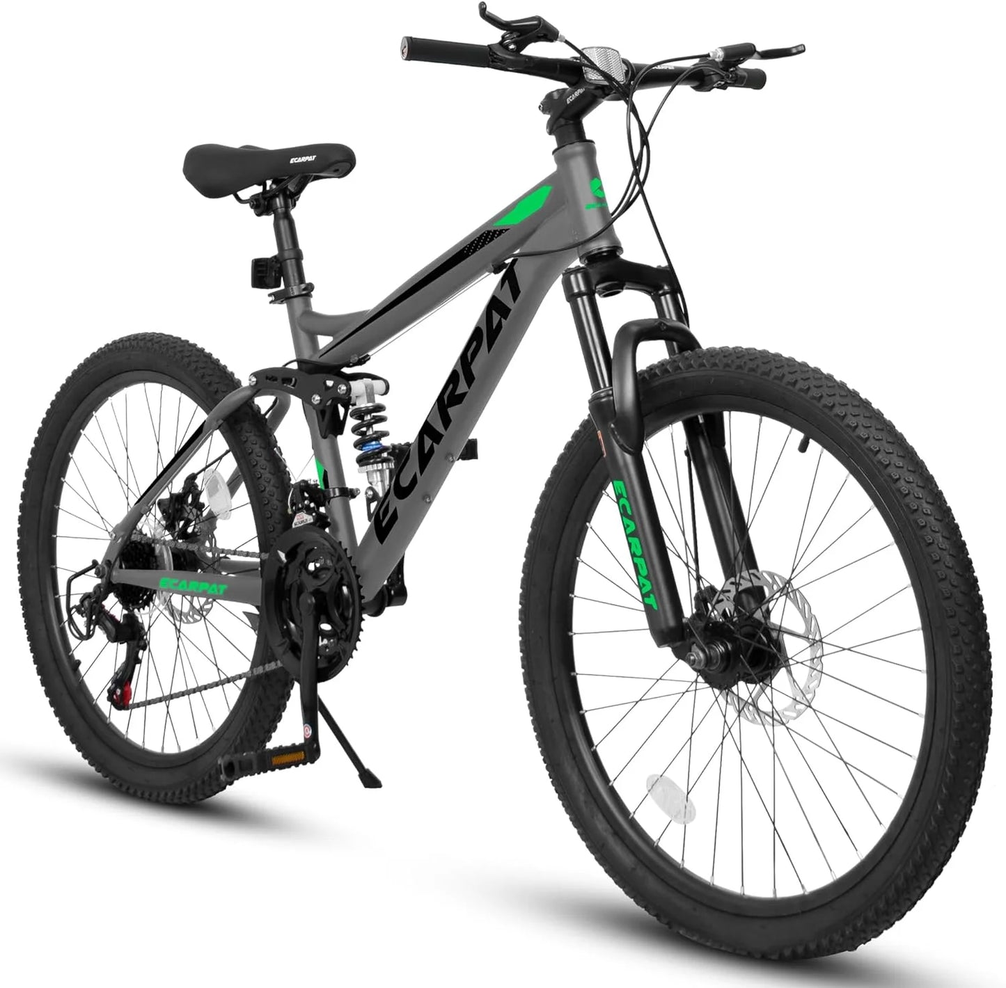 Ecarpat Dual Full Suspension Mountain Bike 24/26/27.5 Inch, 21-Speed Disc Bicycles