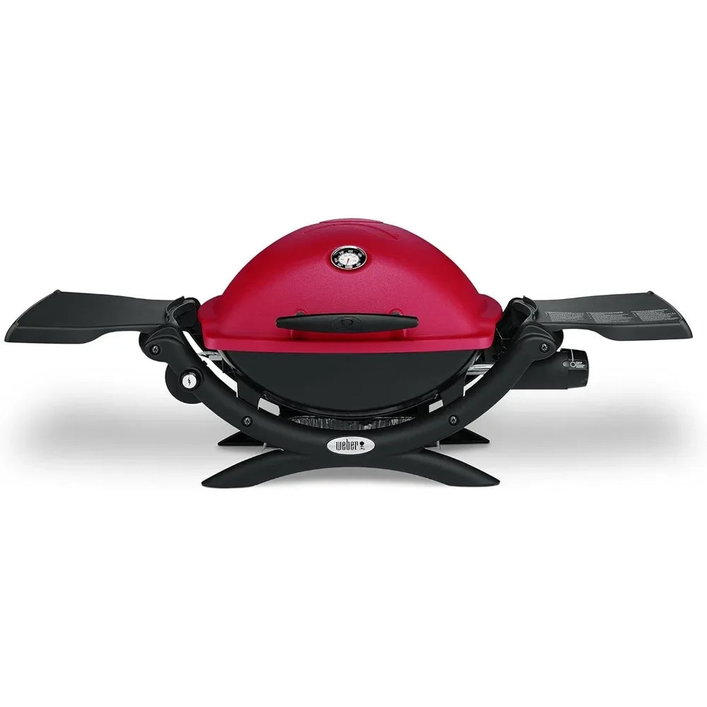 Q1200 Liquid Propane Grill,  Porcelain-enameled cast-iron cooking grates and cast aluminum lid