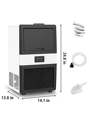 Ice Maker Machine, 70 LBS/24H Under Counter Large Ice Machine w/10 LBS Ice Storage Bin 2 Water Inlet