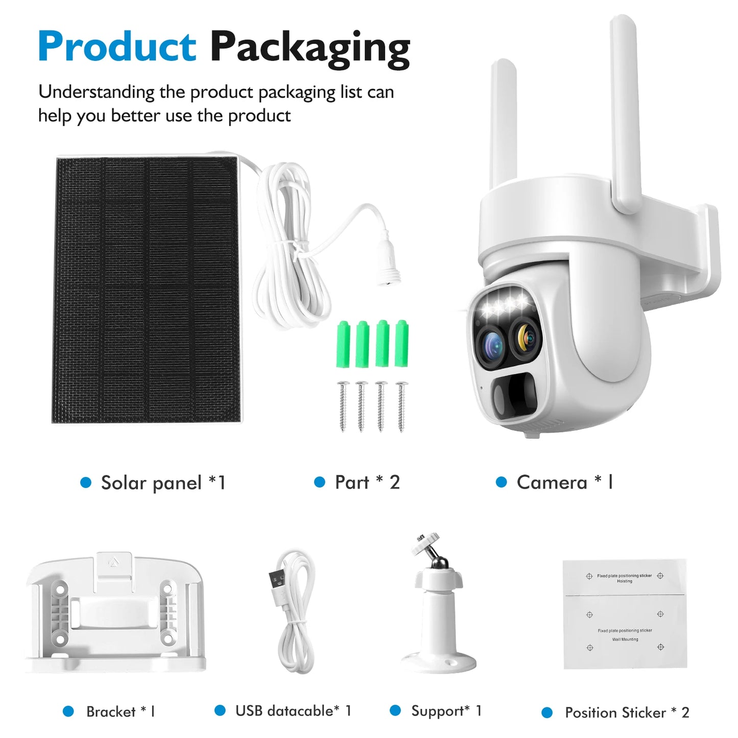 360-degree low power solar panel battery 5MP 2K FHD[10x zoom]2.4G WiFi with spotlight alarm, PTZ motion detection,CCTV