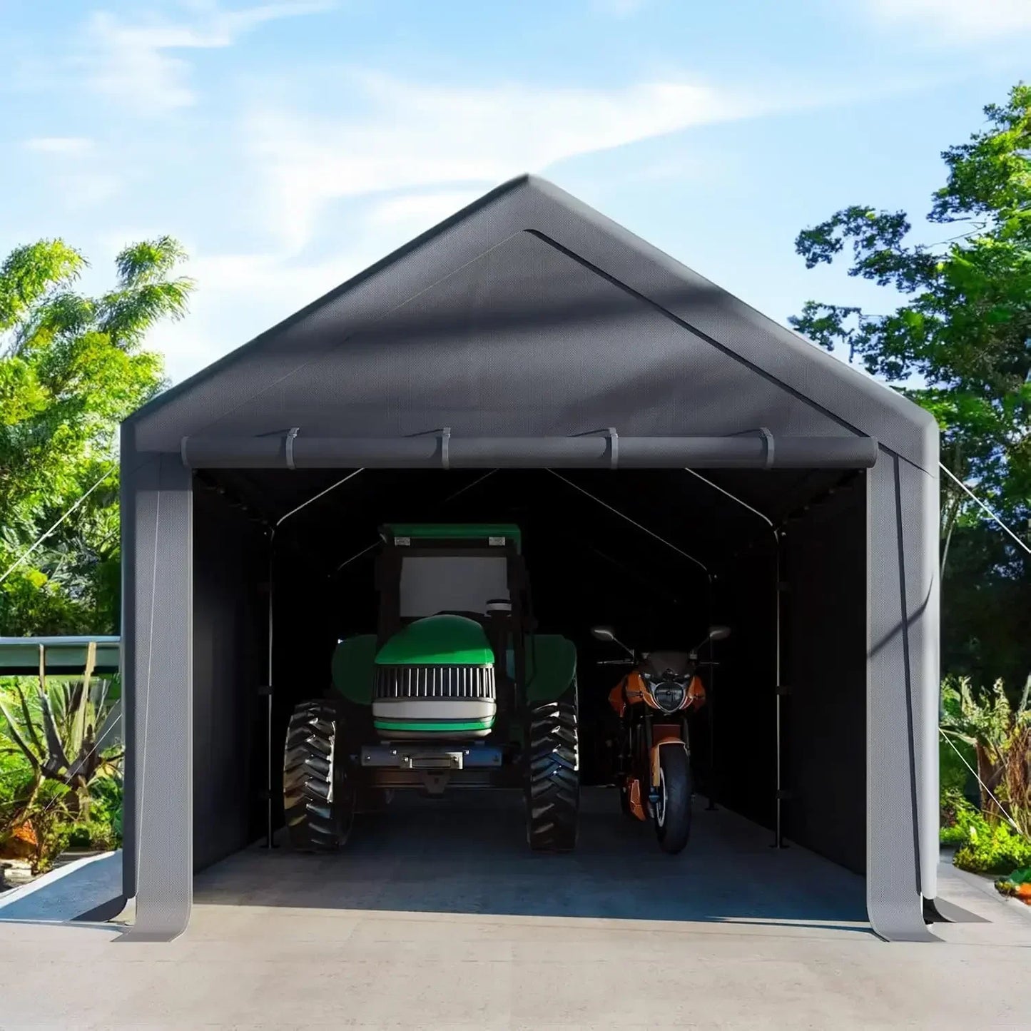 [XMSJ-Limited Stock, Buy Now!]Carport 10x20 Ft Heavy Duty Canopy Steel Canopy Storage Shed