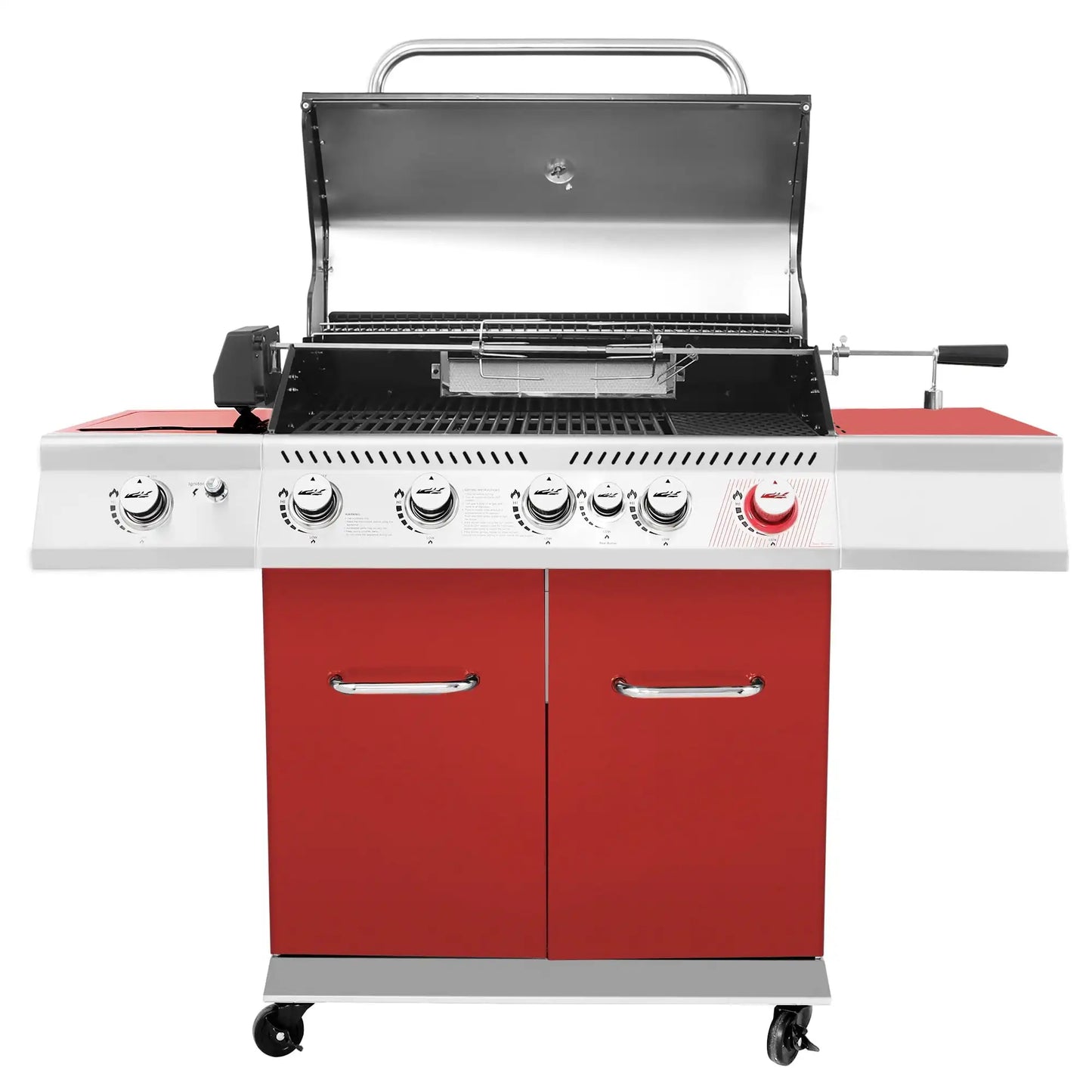 5-Burner BBQ Cabinet Style Gas Grill with Rotisserie Kit Rear Burner Sear Burner