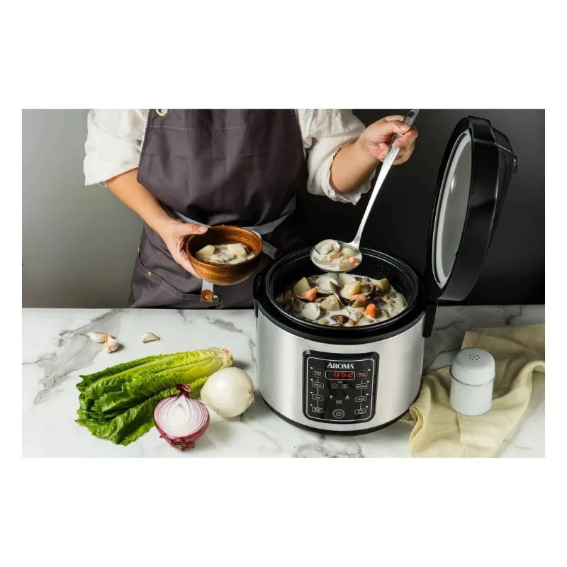 Aroma 20 Cup Digital Multicooker & Rice Cooker - Stainless Steel