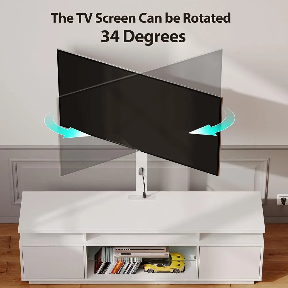 Rolanstar TV Stand w/ Mount and Power Outlet 51.2", Swivel TV Stand Mount for 32/45/55/60/65/70"