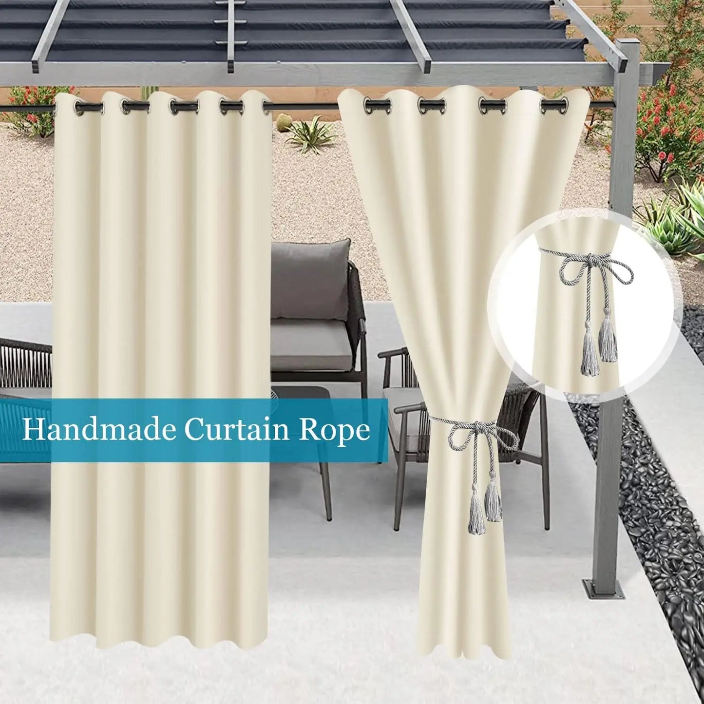 2pcs Waterproof Curtains Indoor/Outdoor/ Blackout Curtain for Living Room/ Bedroom