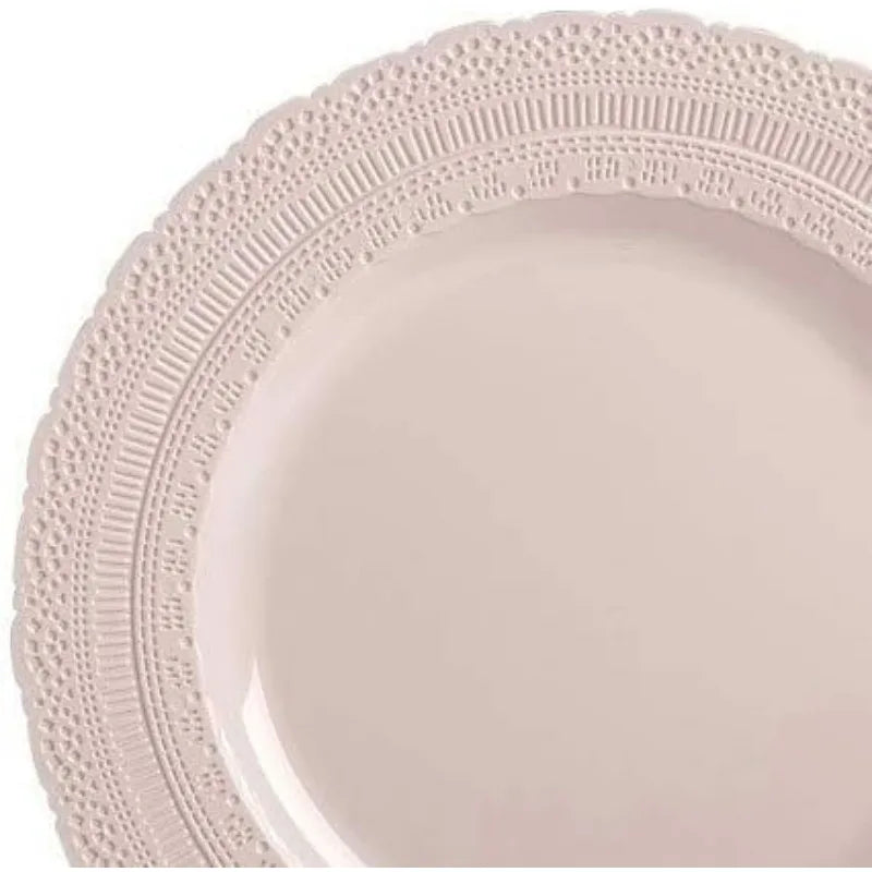 240 Plates Pack,(120 Guests) Extra Heavyweight Vintage Wedding Disposable/Reusable Plastic Plates