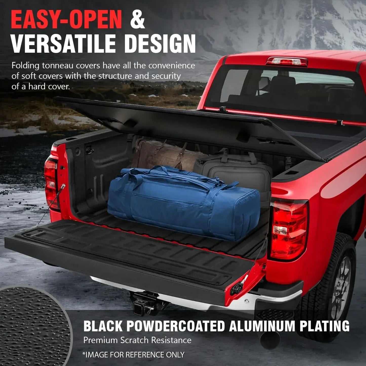 2024 Truck Bed Top Hard Solid Tri-Fold Tonneau Cover/22-23 Ford Maverick 4.5ft Bed, TTC-HARD-095