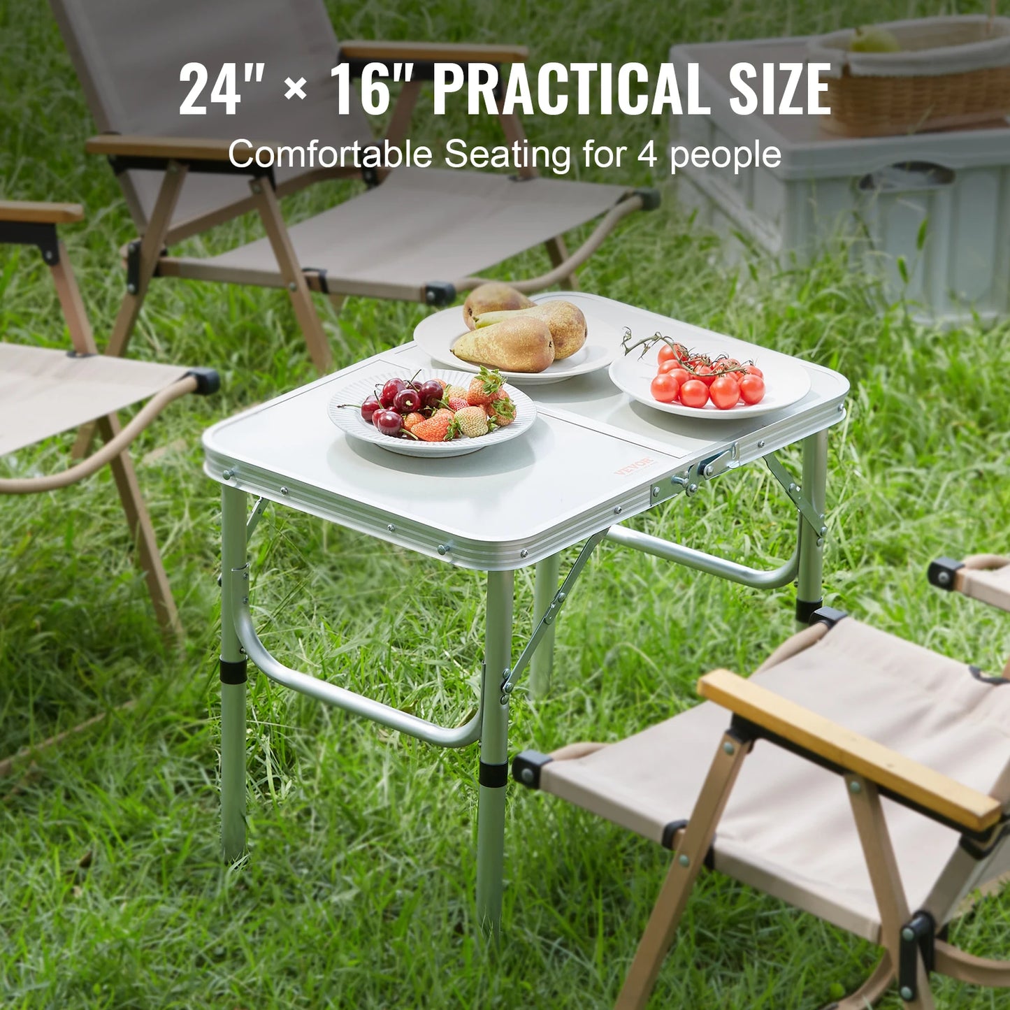 VEVOR 24"x16"x19.5" Camping Folding Table Outdoor Picnic Kitchen Work Rectangle Desk