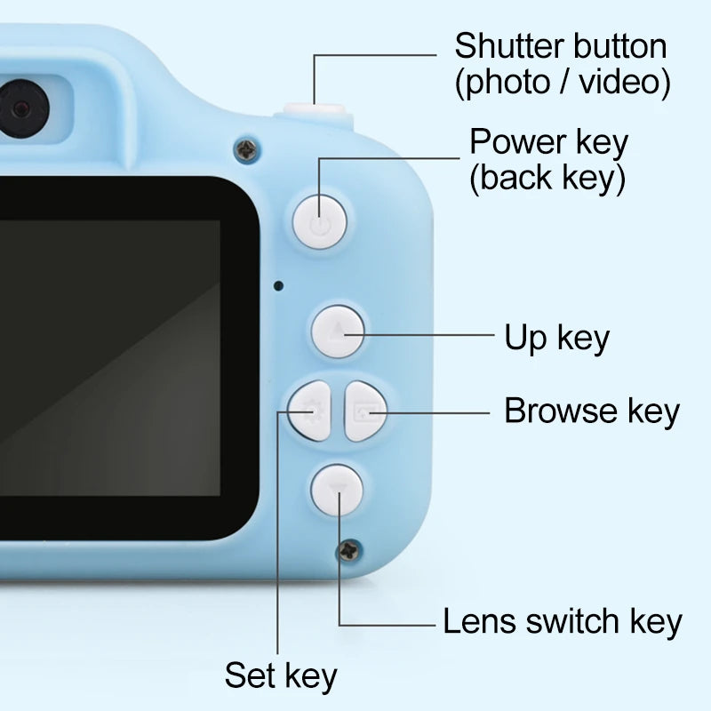 8M 1080P 4X Zoom Mini Digital Camera 2 inch Screen/32GB TF Card for Kids Baby Cute Camcorder Video