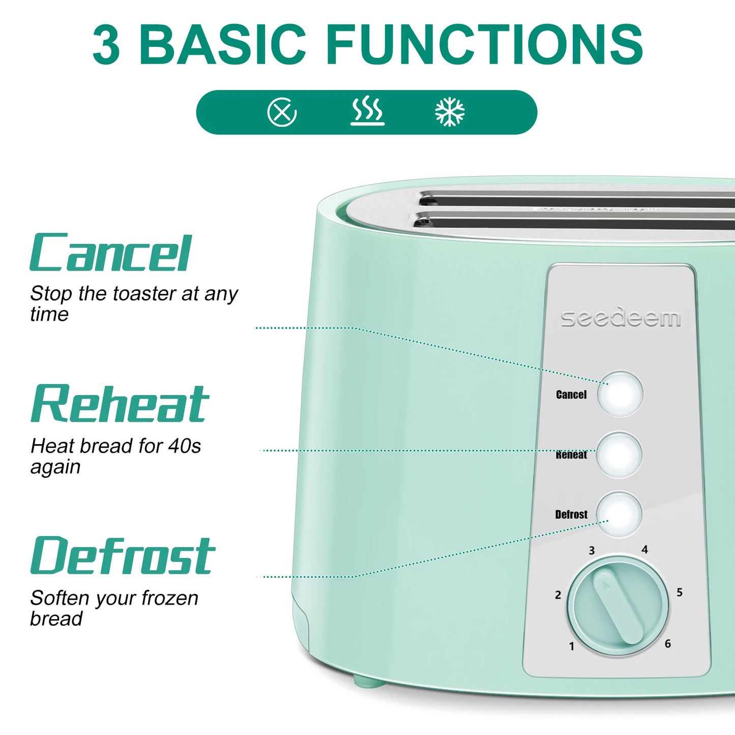 Toaster 2 Slice,7 Shade Settings,3 Basic Function,Extra Wide Slots,Crumb Tray,750W