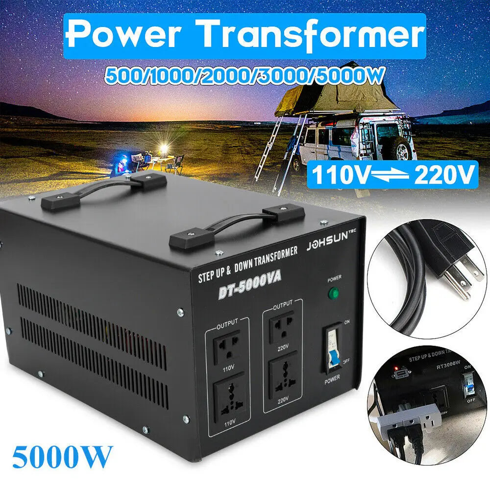 5000 Watt Step Up And Down Transformer USB Voltage Transformer Circuit Breaker Protection  220V/110V