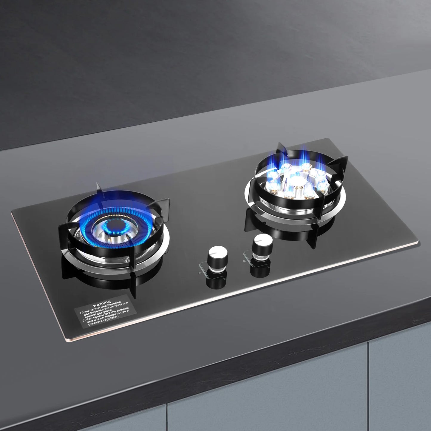 4.2KW+5.2KW Household Double Stove Hob Built in Gas Stove 2 Grade Dual-purpose Burner Natural Gas