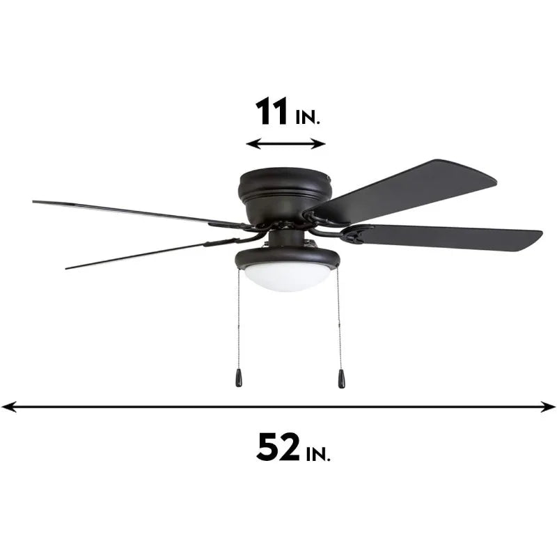 Portage Bay 50251 Hugger 52" Matte Black West Hill Ceiling Fan with Bowl Light Kit