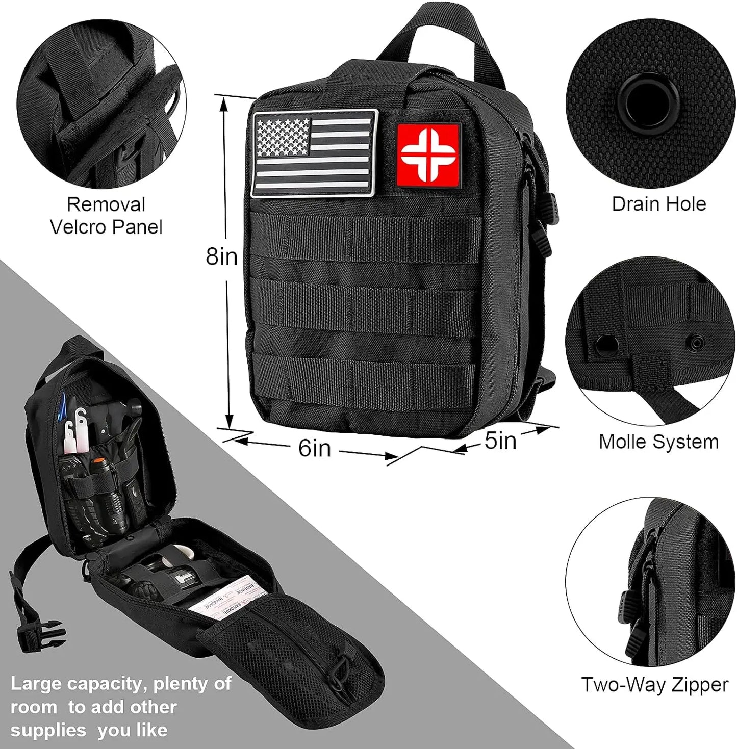 Survival Kit and First Aid Kit, 142 Pcs Professional Survival Gear and Equipment w/Molle Pouch